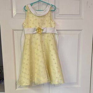 Charming Yellow Polka Dot Kids Dress with Floral Bow